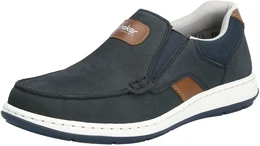 Slipper Gr. 41, blau (dunkelblau), Herren, Leder, Schuhe Slipper, Mokassin, Loafer, Komfortschuh mit Gummizug fr guten Sitz