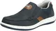 Slipper RIEKER Gr. 41, blau (dunkelblau), Herren, Leder, Schuhe Slipper, Mokassin, Loafer, Komfortschuh mit Gummizug fr guten Sitz