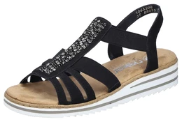 Keilsandalette Gr. 42, schwarz Damen Schuhe Sommerschuh, Sandale, Keilabsatz, mit Gummizge fr guten Sitz