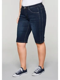 Jeansbermudas Groe Gren , Damen, Gr. 56, Normalgren, blau (dunkelblau denim), Obermaterial: 98% Baumwolle, 2% Elasthan, unifarben, casual, kurz, Jeans 5-Pocket-Jeans