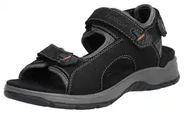 Sandale , Herren, Gr. 44, schwarz (schwarz, grau), Leder, Textil, sportlich, Schuhe, Sommerschuh, Klettschuh, Freizeitsandale, mit 3 Klettverschlssen