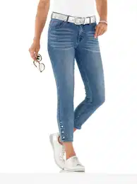 7/8-Jeans CASUAL LOOKS Gr. 38, Normalgren, blau (blue, bleached) Damen Jeans