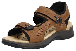 Trekkingsandale , Herren, Gr. 43, schwarz (hellbraun, schwarz), Lederimitat, Textil, sportlich, Schuhe, Sommerschuh, Outdoorsandale, Freizeitsandale, mit Klettverschlssen