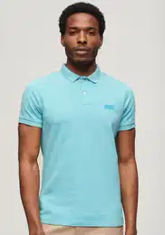 Poloshirt CLASSIC PIQUE POLO , Herren, Gr. XL, blau (aqua blau gr), Single Jersey, Obermaterial: 100% Baumwolle, meliert, bestickt, modisch, slim fit, Rundhals, Kurzarm, Shirts