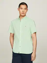 Kurzarmhemd FLEX GINGHAM RF SHIRT , Herren, Gr. L, N-Gr, grn (mint gel, optic wei), Web, Obermaterial: 100% Baumwolle, kariert, casual, Kurzarm, Hemden