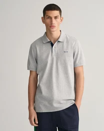 Poloshirt REG CONTRAST PIQUE SS RUGGER , Herren, Gr. XXL, grau (graumeliert), Piquu00e9, Obermaterial: 96% Baumwolle, 4% Elasthan, casual, regular fit hftlang, hoch geschlossener Ausschnitt, Kurzarm Rippbndchen, Shirts, mit kontrastfarbenen Ein
