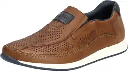 Slipper Gr. 44, bunt (braun, dunkelblau) Herren Schuhe Mokassin, Loafer, Komfortschuh mit seitlichen Gummizgen