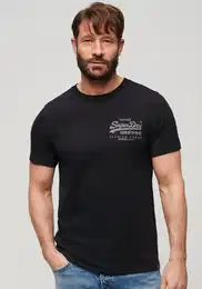 T-Shirt CLASSIC VL HERITAGE CHEST TEE , Herren, Gr. L, schwarz (nero schwarz marl), Single Jersey, Obermaterial: 53% Baumwolle, 47% Polyester, meliert, modisch, Rundhals, Kurzarm, Shirts