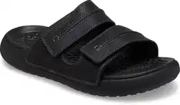 Badepantolette Yukon Vista 2 , Herren, Gr. 46, schwarz, Lederimitat, sportlich, Schuhe Pantolette, Sommerschuh, Poolslides, Schlappen, mit Klettverschluss