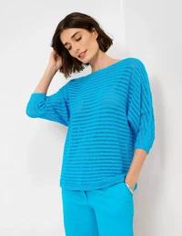 Strickpullover Style EMMA Gr. 38, blau Damen Pullover