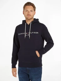 Kapuzensweatshirt TOMMY LOGO HOODY , Herren, Gr. M (48/50), wei (sky captain), Obermaterial: 72% Baumwolle, 28% Polyester, casual, Basic schmal, Langarm Rippbndchen, Sweatshirts