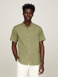 Kurzarmhemd FLEX POPLIN MAO RF SHIRT , Herren, Gr. L, N-Gr, grn (faded olive), Web, Obermaterial: 100% Baumwolle, casual, Kurzarm, Hemden, Markenstickerei