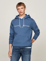 Kapuzensweatshirt TOMMY LOGO HOODY Gr. L, blau (aegean sea) Herren Sweatshirts mit Kapuze und Kngurutasche
