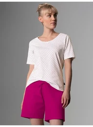Schlafanzug Kurzer Schlafanzung mit Herzchen-Muster , Damen, Gr. XXXL, wei, 100% Baumwolle, Basic, Homewear-Sets