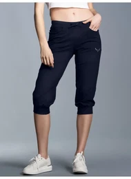 Jerseyhose Hfthose mit Kristallsteinen , Damen, Gr. XXXL, US-Gren, blau (navy), 100% Baumwolle, casual, Hosen