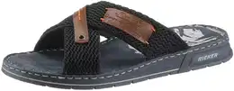Pantolette , Herren, Gr. 40, blau (dunkelblau, braun), Textil, Lederimitat, sportlich, Schuhe Sommerschuh Pantolette, Sommerschuh, Schlappen, Poolslides, mit Kontrastdetails