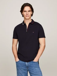 Poloshirt RWB ZIP PLACKET TIPPING REG POLO , Herren, Gr. M, blau (desert sky), Jersey, Obermaterial: 100% Baumwolle, casual, Kurzarm, Shirts, mit kontrastfarbenen Streifen am Kragen