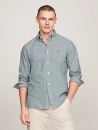 Langarmhemd HERITAGE OXFORD GINGHAM RF SHIRT , Herren, Gr. L, N-Gr, grn (ornamental grn, optic wei), Web, Obermaterial: 100% Baumwolle, casual, Langarm 2-Knopf-Manschette, Hemden, mit modischem Klein-Karomuster