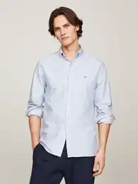 Langarmhemd HERITAGE OXFORD STRIPE RF SHIRT , Herren, Gr. XXXL, N-Gr, blau (shirt blau, wei), Web, Obermaterial: 100% Baumwolle, gestreift, casual, regular fit, Langarm 2-Knopf-Manschette, Hemden