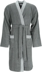 Esprit Herrenbademantel Double Stripe grau/anthrazit