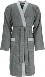 Herrenbademantel Double Stripe Gr. L, grau (anthrazit), L:117cm in Gr. L, Webfrottier, Hausmntel, Doubleface Kimonomantel