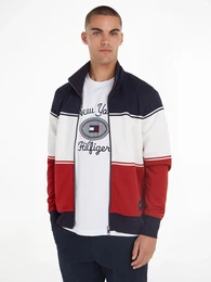 Sweatjacke COLOURBLOCK TRACK JACKET , Herren, Gr. L, bunt (desert sky, multi), Sweatware, Obermaterial: 54% Polyester, 39% Baumwolle, 7% Elasthan, casual, Langarm Rippbndchen, Sweatjacken, mit Stehkragen