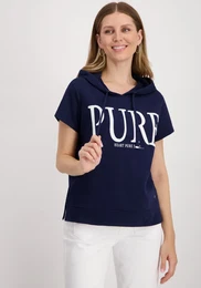 Kapuzensweatshirt Gr. 40, blau (navy) Damen Sweatshirts mit Schriftzug