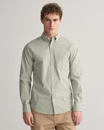 Langarmhemd REG POPLIN GINGHAM SHIRT Gr. XXL, N-Gr, grn (pastel green) Herren Hemden mit Logostickerei auf der Brust