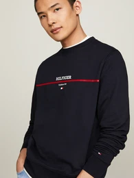 Sweatshirt HILFIGER STRIPE TERRY SWEATSHIRT Gr. XXXL, blau (desert sky) Herren Sweatshirts