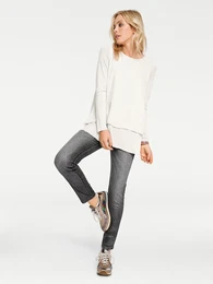 Rundhalsshirt Rundhals-Shirt Gr. 42, beige (ecru) Damen Shirts