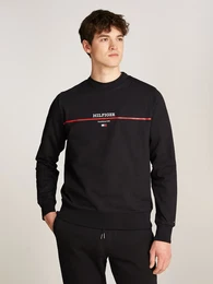 Sweatshirt HILFIGER STRIPE TERRY SWEATSHIRT , Herren, Gr. XXXL, schwarz, Sweatware, Obermaterial: 100% Baumwolle, casual, Rundhals, Langarm Rippbndchen, Sweatshirts