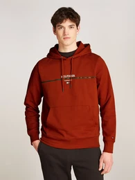 Hoodie HILFIGER STRIPE TERRY HOODY , Herren, Gr. M, rot (schwarz magma), Sweatware, Obermaterial: 100% Baumwolle, casual, Langarm Rippbndchen, Sweatshirts