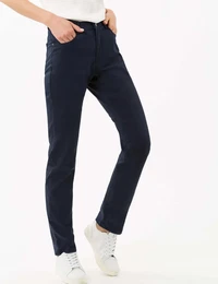 5-Pocket-Hose Style CAROLA Gr. 46L (92), Langgren, blau (darkblue) Damen Hosen 5-Pocket-Hose