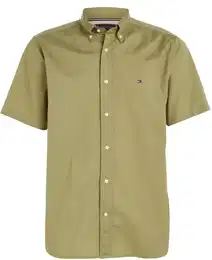 Kurzarmhemd FLEX POPLIN RF SHIRT S/S , Herren, Gr. L, N-Gr, grn (faded olive), Web, Popeline, Obermaterial: 100% Baumwolle, unifarben, bestickt, casual, regular fit hftlang, Kurzarm, Hemden, mit Hemdblusenkragen