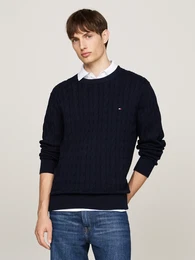 Strickpullover CLASSIC CABLE CREW NECK , Herren, Gr. XXXL, blau (desert sky), Obermaterial: 100% Baumwolle, casual, Rundhals, Langarm Bndchen, Pullover
