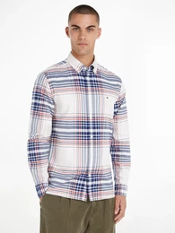 Langarmhemd XL OXFORD CHECK RF SHIRT , Herren, Gr. M, N-Gr, wei (ancient wei, multi), Web, Obermaterial: 100% Baumwolle, kariert, casual, Langarm, Hemden, mit groem Karomuster