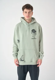 Kapuzensweatshirt Mystery , Herren, Gr. M, grn (hellgrn), 100% Baumwolle, bedruckt, casual, normal, ohne Ausschnitt, Langarm, Sweatshirts, mit diversen Prints