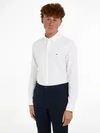 Langarmhemd OXFORD DOBBY SF SHIRT , Herren, Gr. M, N-Gr, wei (optic wei), Web, Obermaterial: 100% Baumwolle, casual, slim fit, Langarm, Hemden