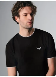 T-Shirt T-Shirt in Piqu-Qualitt , Herren, Gr. XL, schwarz, 100% Baumwolle, modisch, Halbarm, Shirts