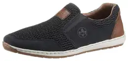 Slipper , Herren, Gr. 42, bunt (dunkelblau, braun), Lederimitat, Textil, sportlich, Schuhe, Sommerschuh, Schlupfschuh, Freizeitschuh mit kontrastfarbenen Bestzen