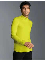 Rollkragenshirt Rollkragen-Shirt aus elastischer Viskose , Herren, Gr. L, grn (powergrn), 94% Viskose, 6% Elastan, Basic, Langarm, Shirts
