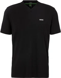 T-Shirt GREEN Tee V , Herren, Gr. L, schwarz (schwarz001), Single Jersey, Obermaterial: 95% Baumwolle, 5% Elasthan, unifarben, casual, regular fit, V-Ausschnitt, Kurzarm eingesetzt eingefasste Kante, Shirts, mit V-Ausschnitt