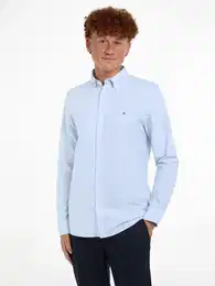 Langarmhemd OXFORD DOBBY SF SHIRT , Herren, Gr. M, N-Gr, blau (vessel blau), Web, Obermaterial: 100% Baumwolle, casual, slim fit, Langarm, Hemden