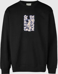 Sweatshirt Boxy Crewneck Thug Mouse , Herren, Gr. S, schwarz, 100% Baumwolle, bedruckt, casual, normal, Rundhals, Sweatshirts, im lockeren Schnitt
