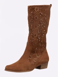 Stiefel Gr. 40, braun (cognac) Damen Schuhe Cowboystiefel Sommerstiefel Reiverschlussstiefel