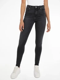 Skinny-fit-Jeans HARLEM U SKINNY HW CAL Gr. 28, Lnge 30, schwarz (cal) Damen Jeans mit Logo-Badge