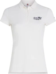Poloshirt SLIM SCRIPT GRAPHIC POLO SS , Damen, Gr. M (38), wei (ancient wei), Single Jersey, Obermaterial: 96% Baumwolle, 4% Elasthan, unifarben, casual, slim fit, Kurzarm, Shirts, mit Script Logo-Schriftzug