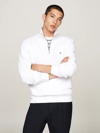 Sweatshirt ESSENTIAL FLEECE 1/4 ZIP , Herren, Gr. XXXL, wei, Sweatware, Obermaterial: 60% Baumwolle, 40% Polyester, casual, Langarm, Sweatshirts, mit Stehkragen