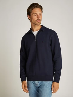 TOMMY HILFIGER Sweatshirt ESSENTIAL FLEECE 1/4 ZIP blau (desert sky)