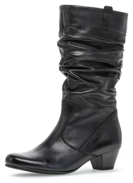 Stiefel Gr. 35, Normalschaft, schwarz Damen Schuhe mit Raffungen am slouchy Schaft